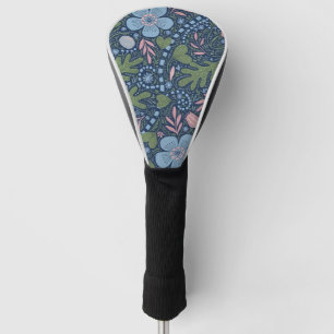 Elegant Folk Art Floral Pattern Vintage Botanical Golf Head Cover