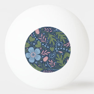 Elegant Folk Art Floral Pattern Vintage Botanical Ping Pong Ball