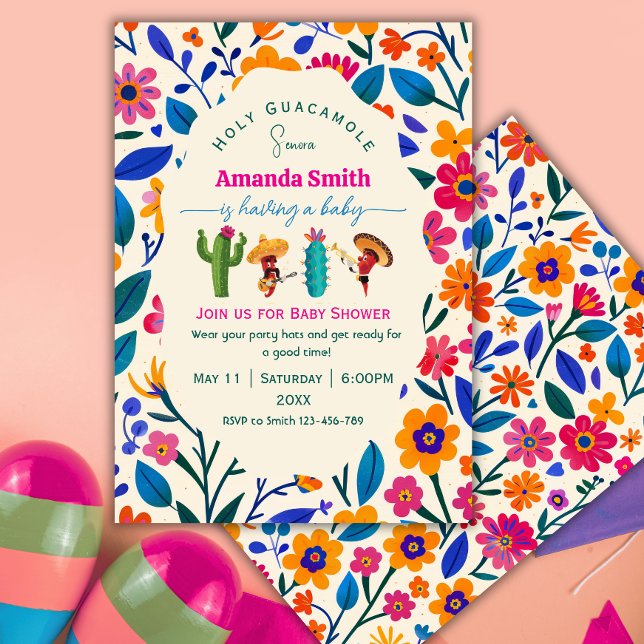 Elegant Folk art  Mexican Floral Baby shower Invitation (Creator Uploaded)