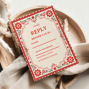 Elegant Folk Botanical Mexican RSVP Card