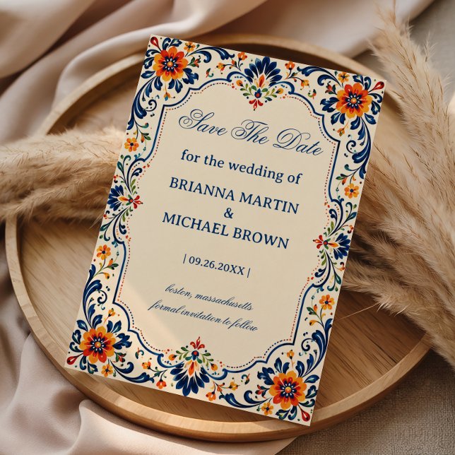 Elegant Folk Botanical Romantic Mexican Save The Date (Creator Uploaded)