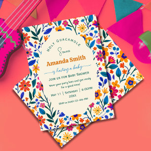 Elegant Folk Mexican Floral Baby shower invitation