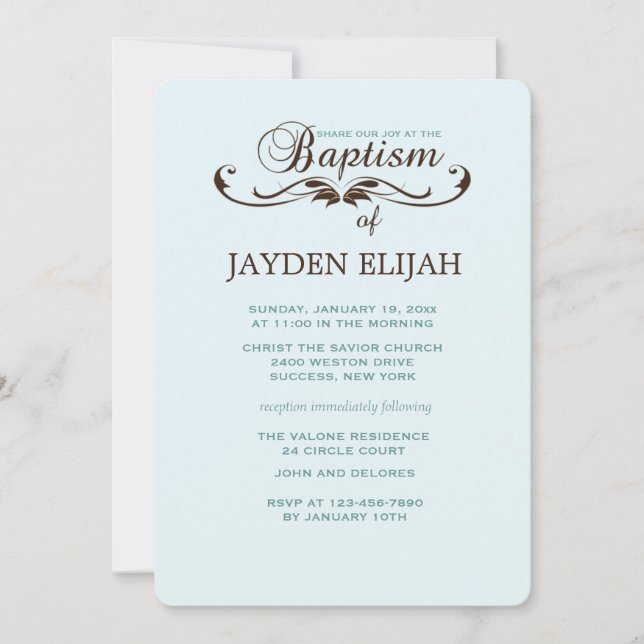 Elegant Font Baptism Invitation (Front)