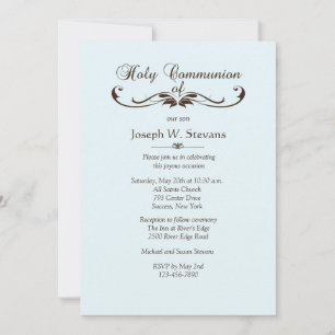 Elegant Font First Holy Communion Invitation