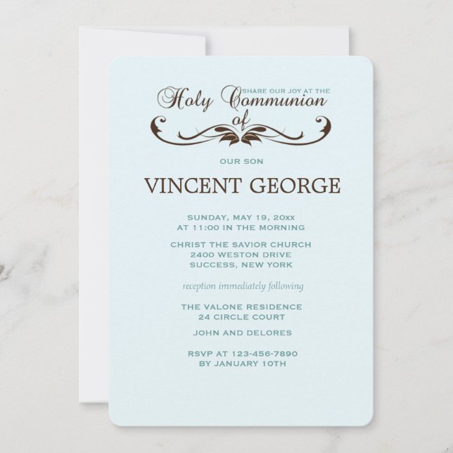 Elegant Font Holy Communion Invitation (Front)