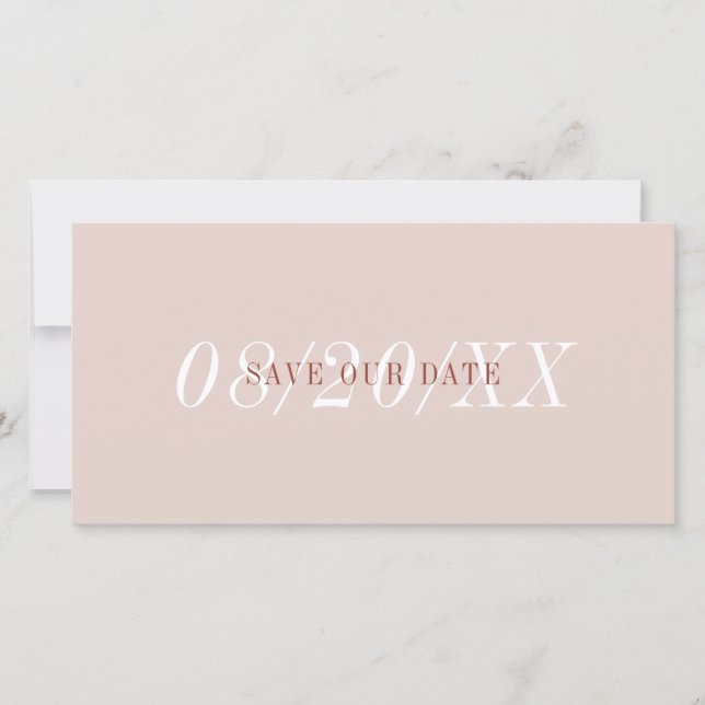 Elegant Font Minimalist Pink Terracotta Simple  Sa Save The Date (Front)