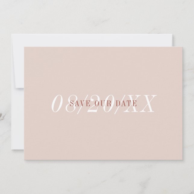 Elegant Font Minimalist Pink Terracotta Simple Save The Date (Front)