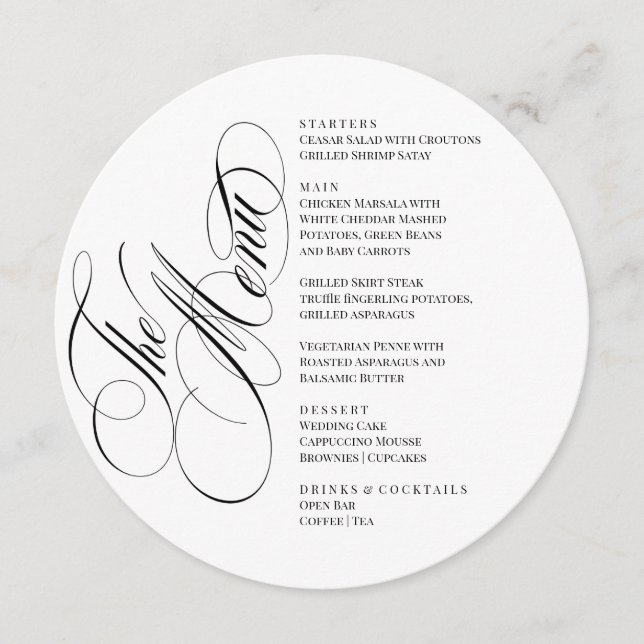 Elegant font modern Menu  (Front)