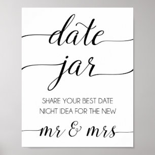 Elegant Font Wedding Date Jar Sign
