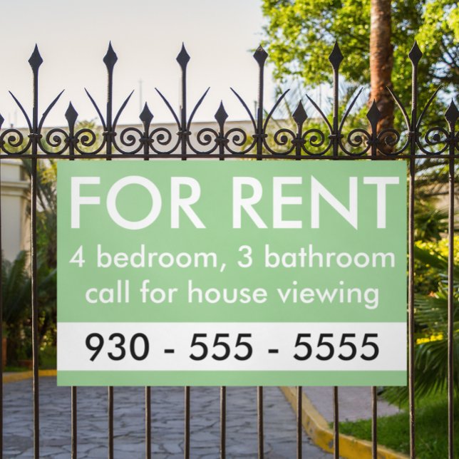 Elegant For Rent Custom Real Estate Agent Banner (for rent green outdoor banner)
