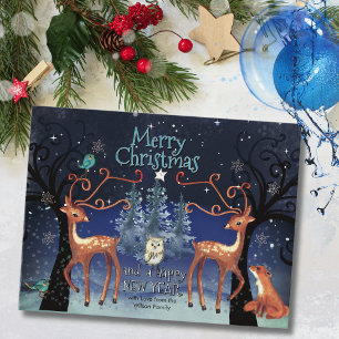 Elegant Forest Animals Christmas Postcard   Deer 
