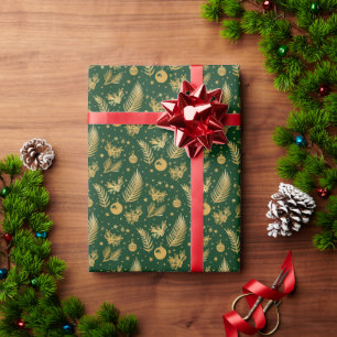 Elegant Forest Green and Gold Christmas Wrapping  Paper