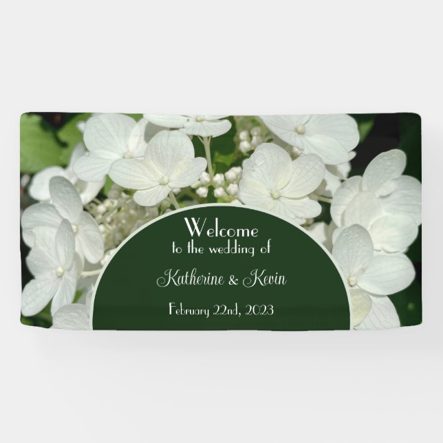 Elegant Forest Green Botanical Wedding  Banner (Horizontal)