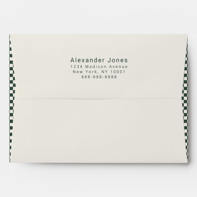 Elegant Forest Green Check Pattern Business Envelope (Back (Top Flap))