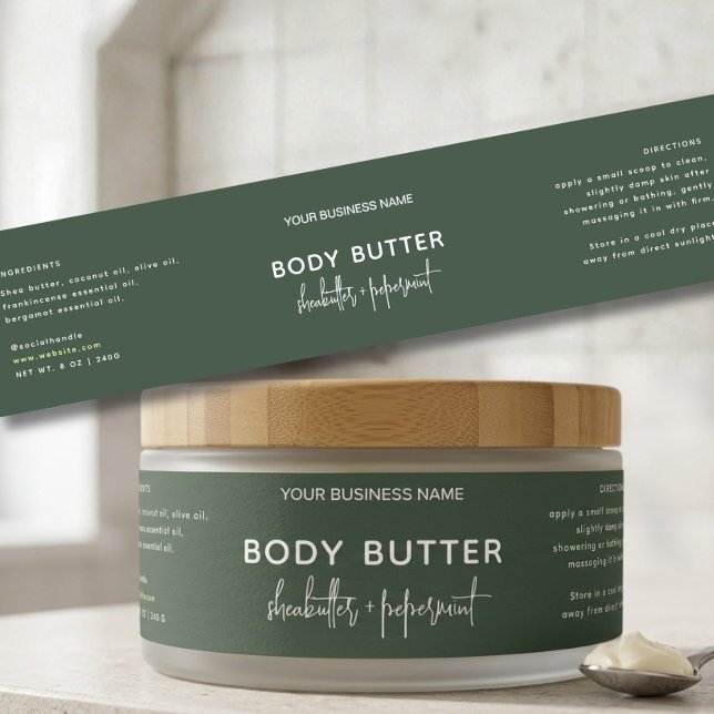 Elegant Forest Green Cosmetic Jar Wrapper Label (Creator Uploaded)