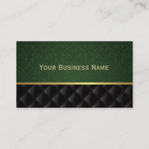Elegant Forest Green Damask Business Card
