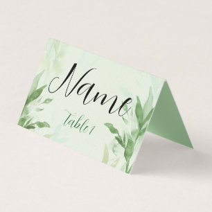 Elegant Forest Green Folded Place Card