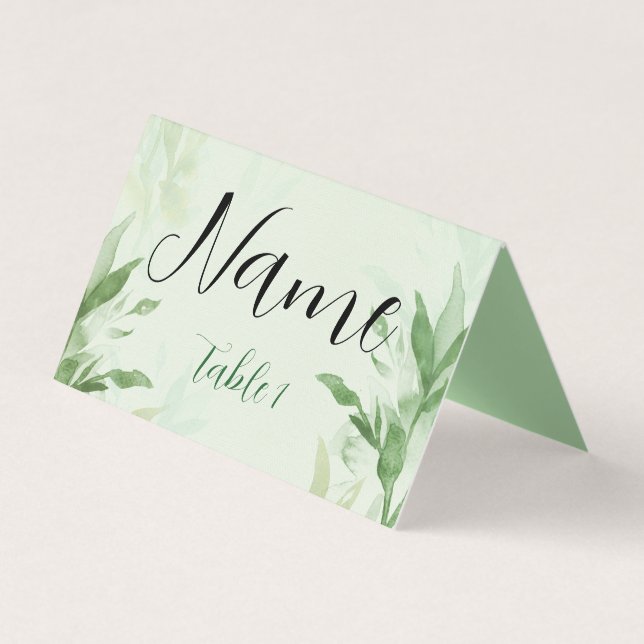 Elegant Forest Green Folded Place Card (Front)