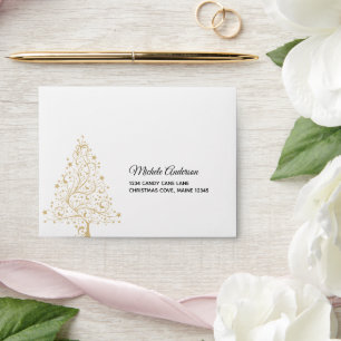 Elegant Forest Green Gold Christmas Wedding RSVP Envelope