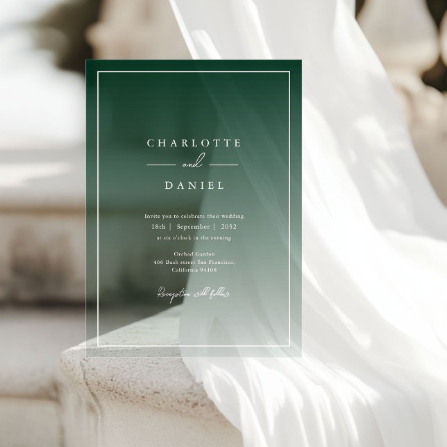 Elegant Forest Green Gradient Acrylic Wedding Invitations (Elegant Forest Green Gradient Acrylic Wedding Acrylic Invitations)