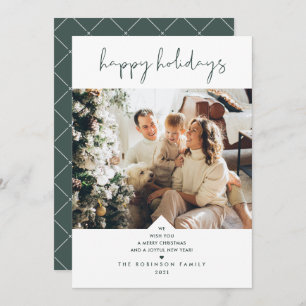 Elegant Forest Green Minimal Christmas Photo Holiday Card