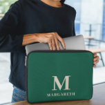Elegant Forest Green Monogram Laptop Sleeve<br><div class="desc">Elegant Forest Green Monogram Laptop Sleeve Protect your laptop with this forest green and beige font laptop sleeve. Easily personalise it with your own name ( or any other name) by click on "PERSONALIZE THIS TEMPLATE" button. This laptop sleeve is for those who want to protect the laptop with vivid...</div>