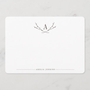 Elegant Forest Monogram Stationery Flat Cards