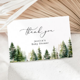 Elegant forest pine trees baby shower thank you card