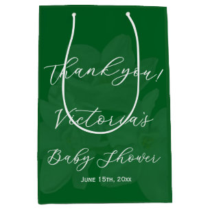Elegant Forest & Sage Green Name Baby Shower Medium Gift Bag