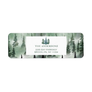 Elegant Forest Tree Christmas Return Address Lab  Label