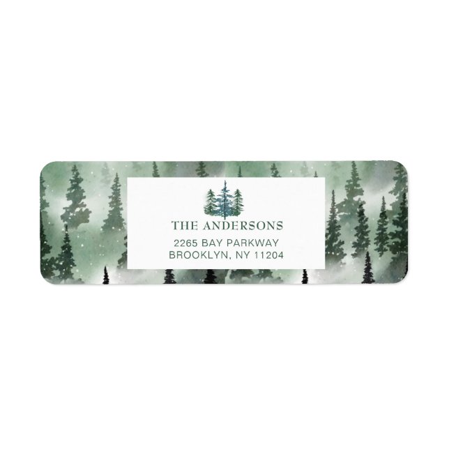 Elegant Forest Tree Christmas Return Address Lab  Label (Front)