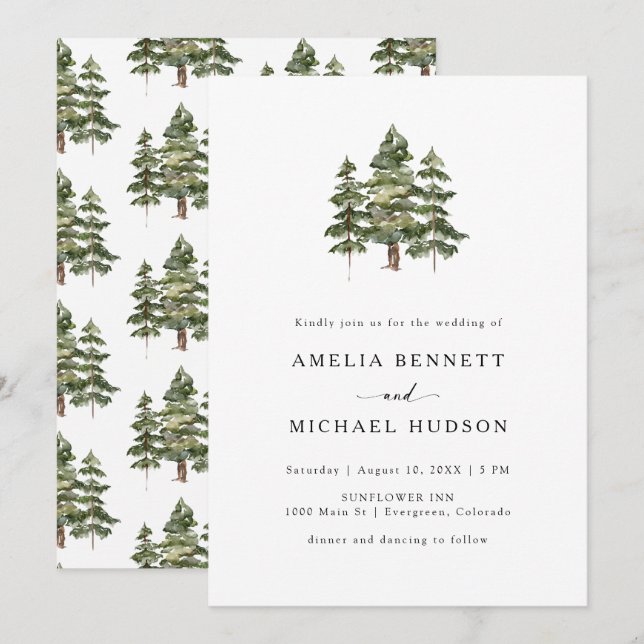 Elegant Forest Wedding Invitation (Front/Back)