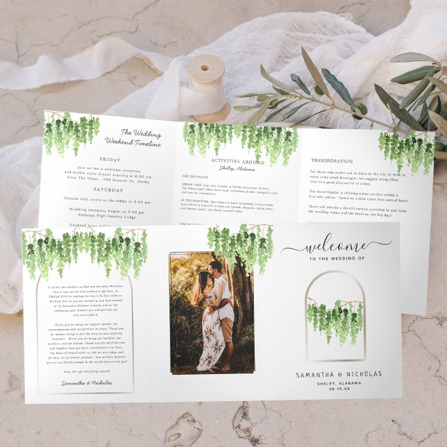 Elegant Forest Woods Wedding | Tri-Fold Programme (Creator Uploaded)