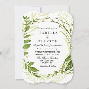 Elegant Forest Wreath Greenery Wedding Invitation