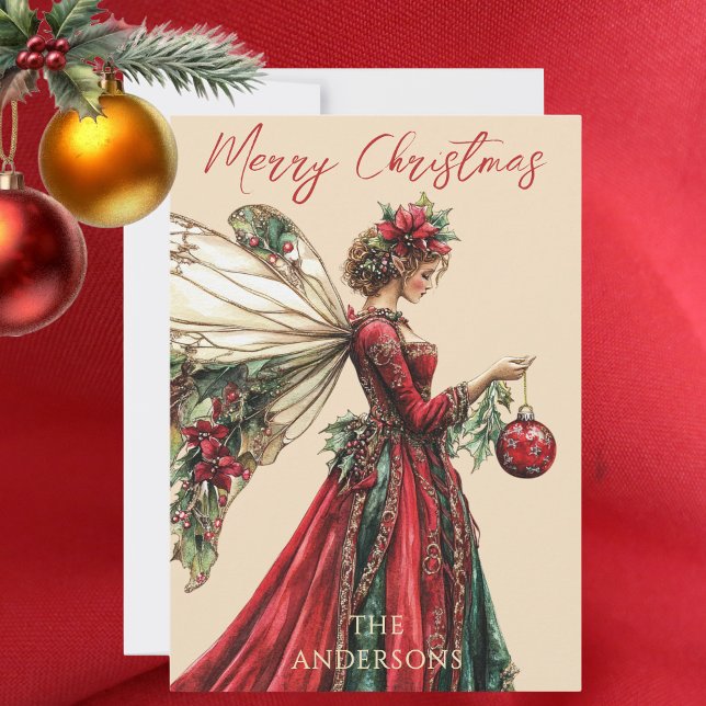 Elegant Forestcore Christmas Fairy Holiday  Card (Creator Uploaded)