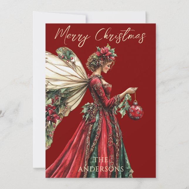 Elegant Forestcore Holiday Fairy Holiday  Card (Front)