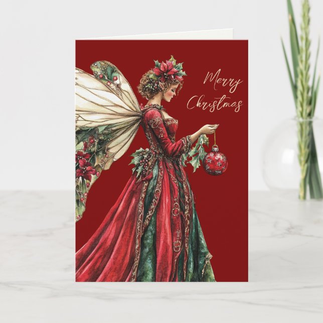 Elegant  Forestcore Holiday Fairy Thank You Card (Front)
