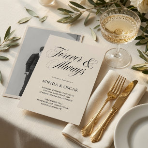 Elegant Forever & Always Photo Wedding Beige Invitation