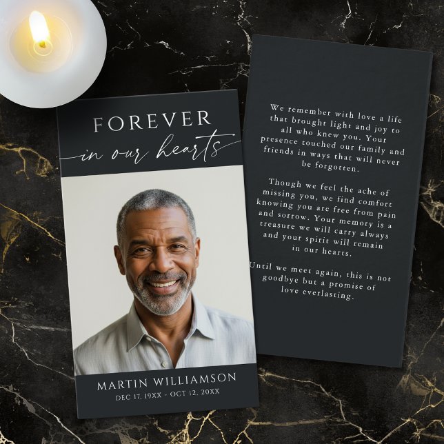 Elegant Forever Hearts Photo Funeral Prayer Card (Creator Uploaded)