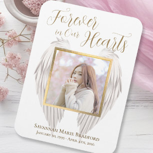 Elegant Forever in Our Hearts Angel Wings Photo Magnet