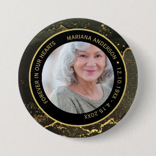 Elegant Forever in Our Hearts Gold Memorial 7.5 Cm Round Badge