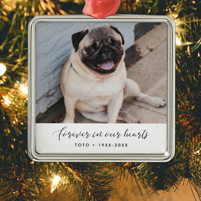 Elegant Forever in our hearts Pet memorial Metal Ornament (Creator Uploaded)