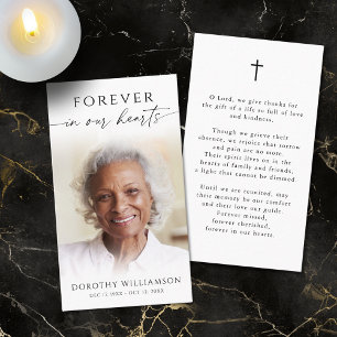 Elegant Forever in Our Hearts Photo Prayer Card