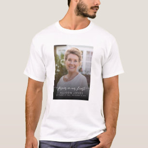 Elegant Forever In Our Hearts Script Photo Funeral T-Shirt