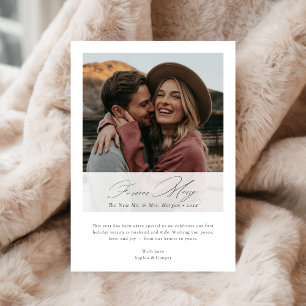Elegant Forever Merry Christmas Newlywed Photo Holiday Card