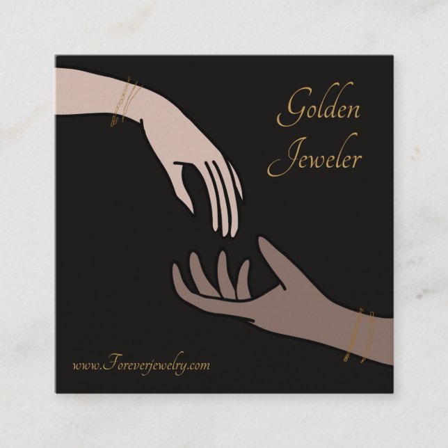 Elegant Forever Permanent Jewellery Care Square Business Card (Front)
