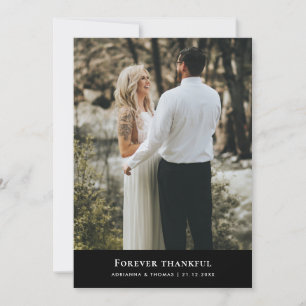 Elegant Forever Thankful Couple Photo Wedding Thank You Card