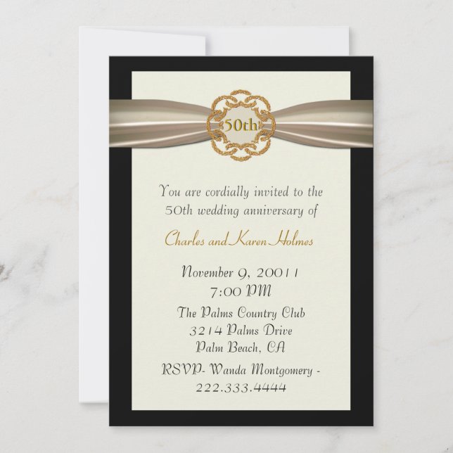 Elegant Formal 50th Anniversary Invitation (Front)