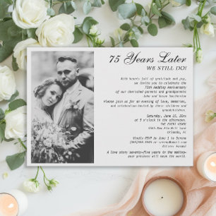 Elegant Formal 75th Anniversary Wedding Photo Invitation