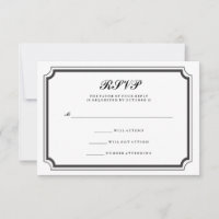 Elegant Formal Black and White RSVP